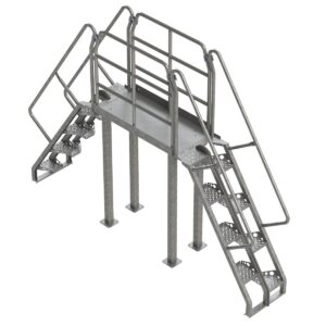 Galvanized Crossover Ladder, 56 Degree, Alternating Tread