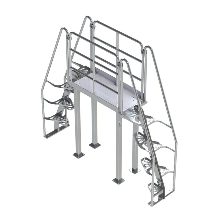 Aluminum Crossover Ladder, 68 Degree, Alternating Tread