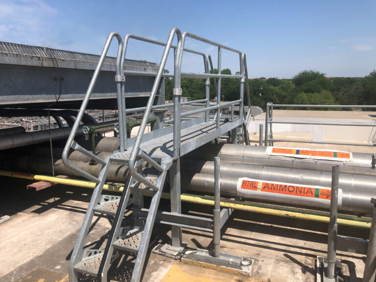 galvanized alternating tread crossover stairs, work platform