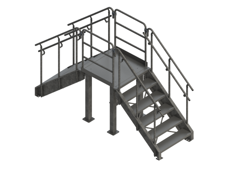 Galvanized Industrial Crossover Stair