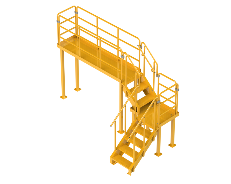 Left-Turn Intermediate Landing with Work Platform