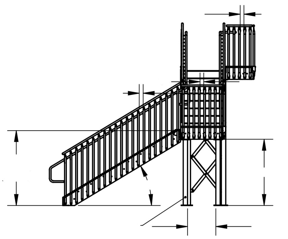 drawing of an industrial staircase
