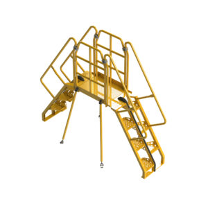 yellow metal roller coaster on a white background