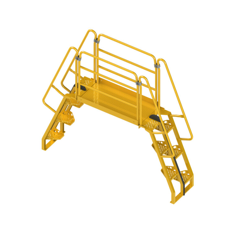 small yellow ladder resembling industrial stairs on a white background