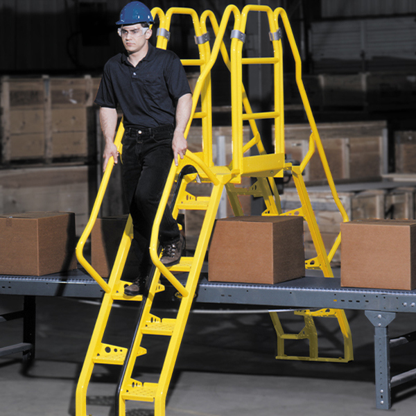 galvanized alternating tread crossover stairs, work platform