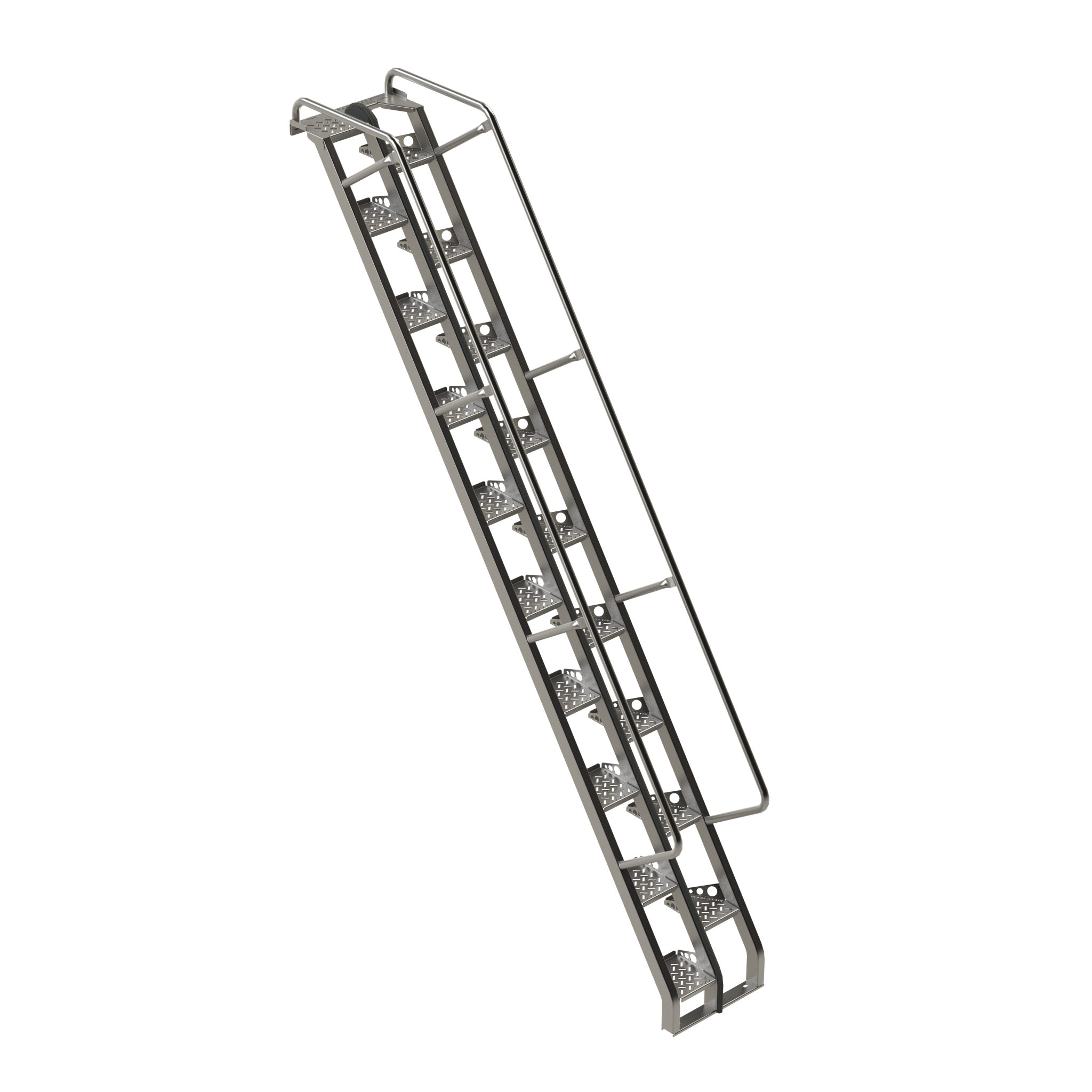 Alternating Tread Stair, Stainless Steel, 56 Degree, Optional Handrail