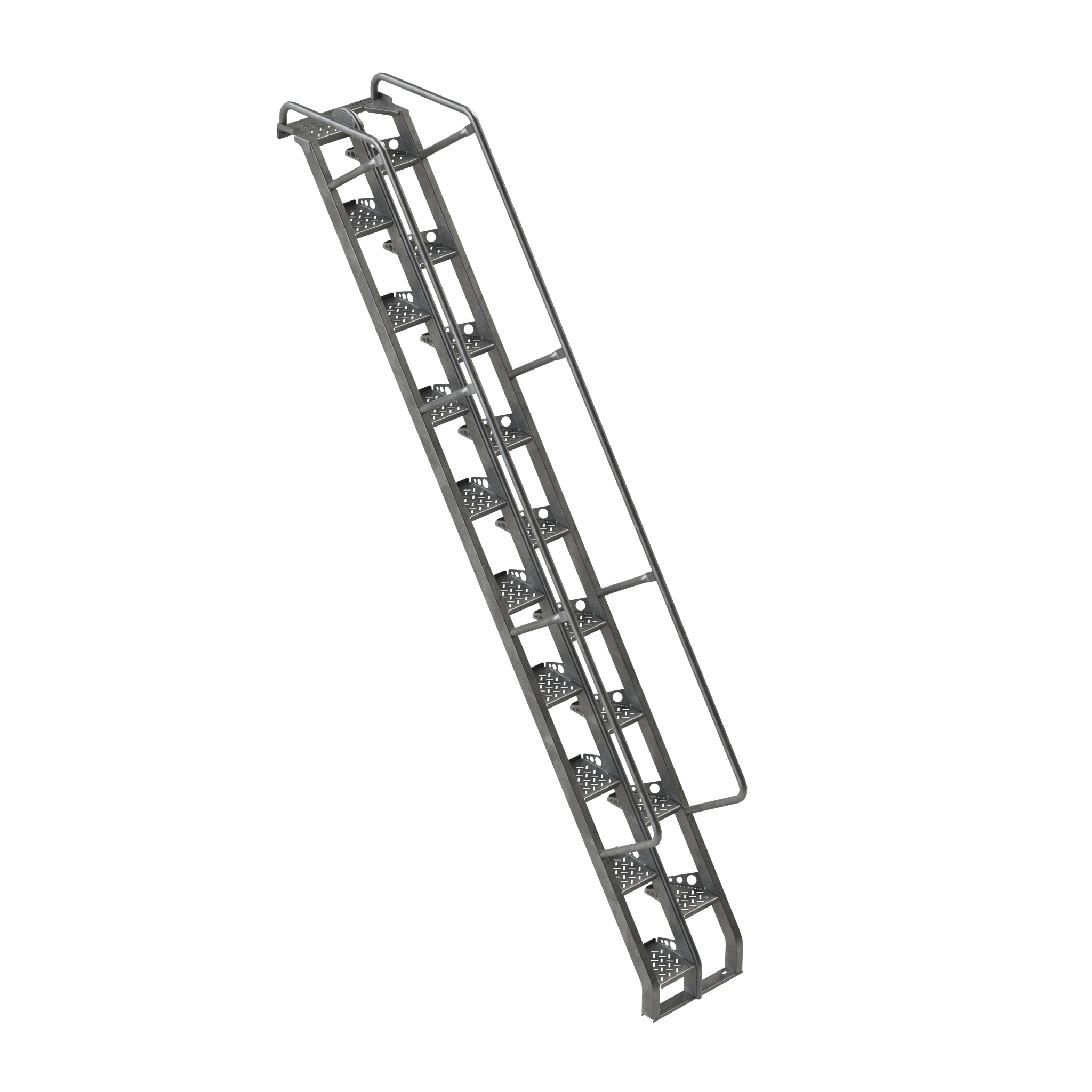 Alternating Tread Stair 56 Degree, Iron Grey, Optional Handrail