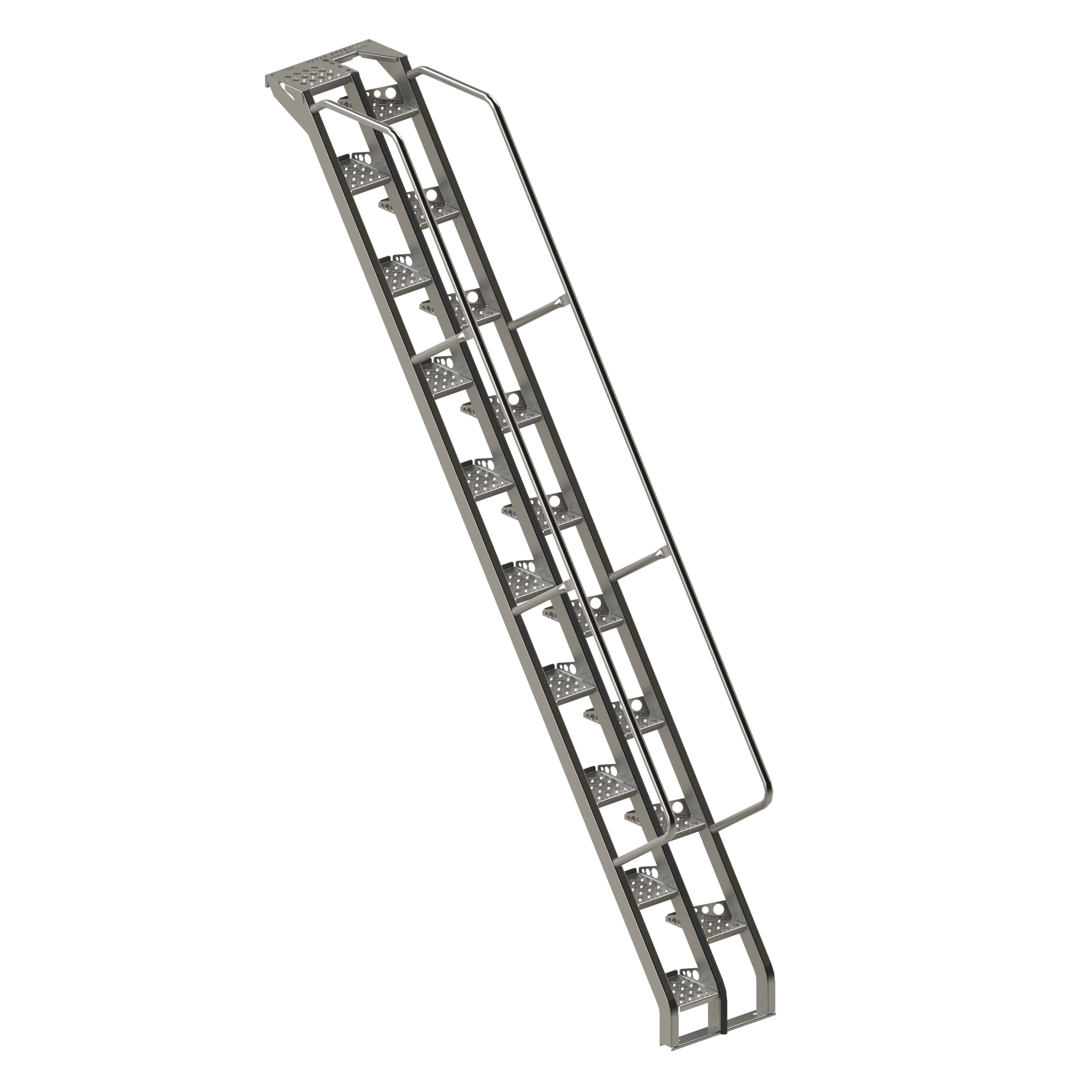 Alternating Tread Stair, Stainless Steel, 56 Degree, Flush Handrail