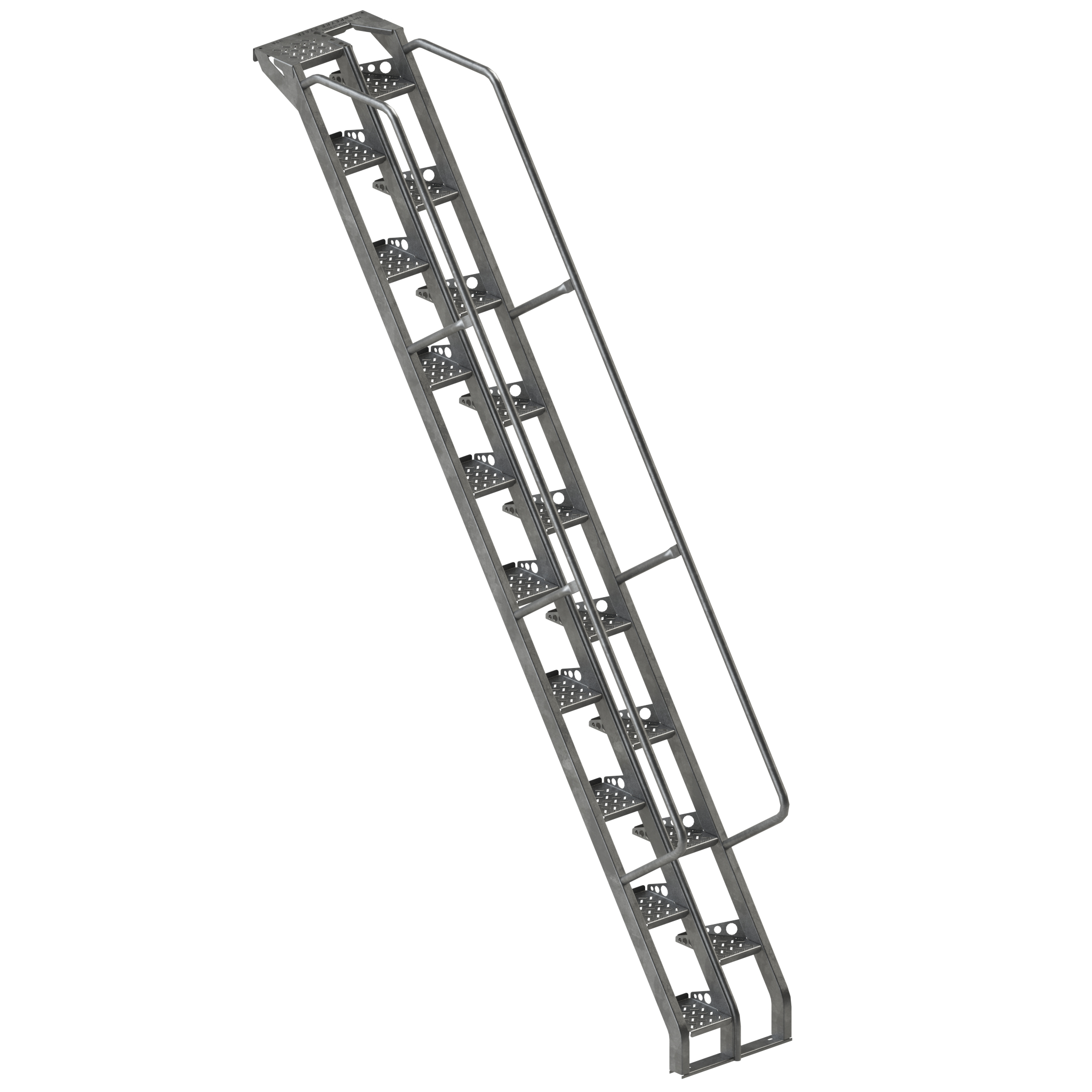 Alternating Tread Stair 56 Degree, Iron Grey, Flush Handrail