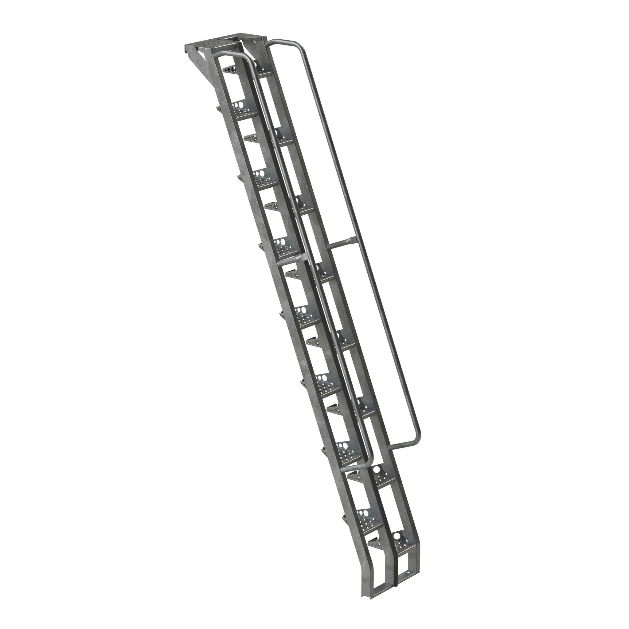 Alternating Tread Stair, Steel, Galvanized, 68 Degree