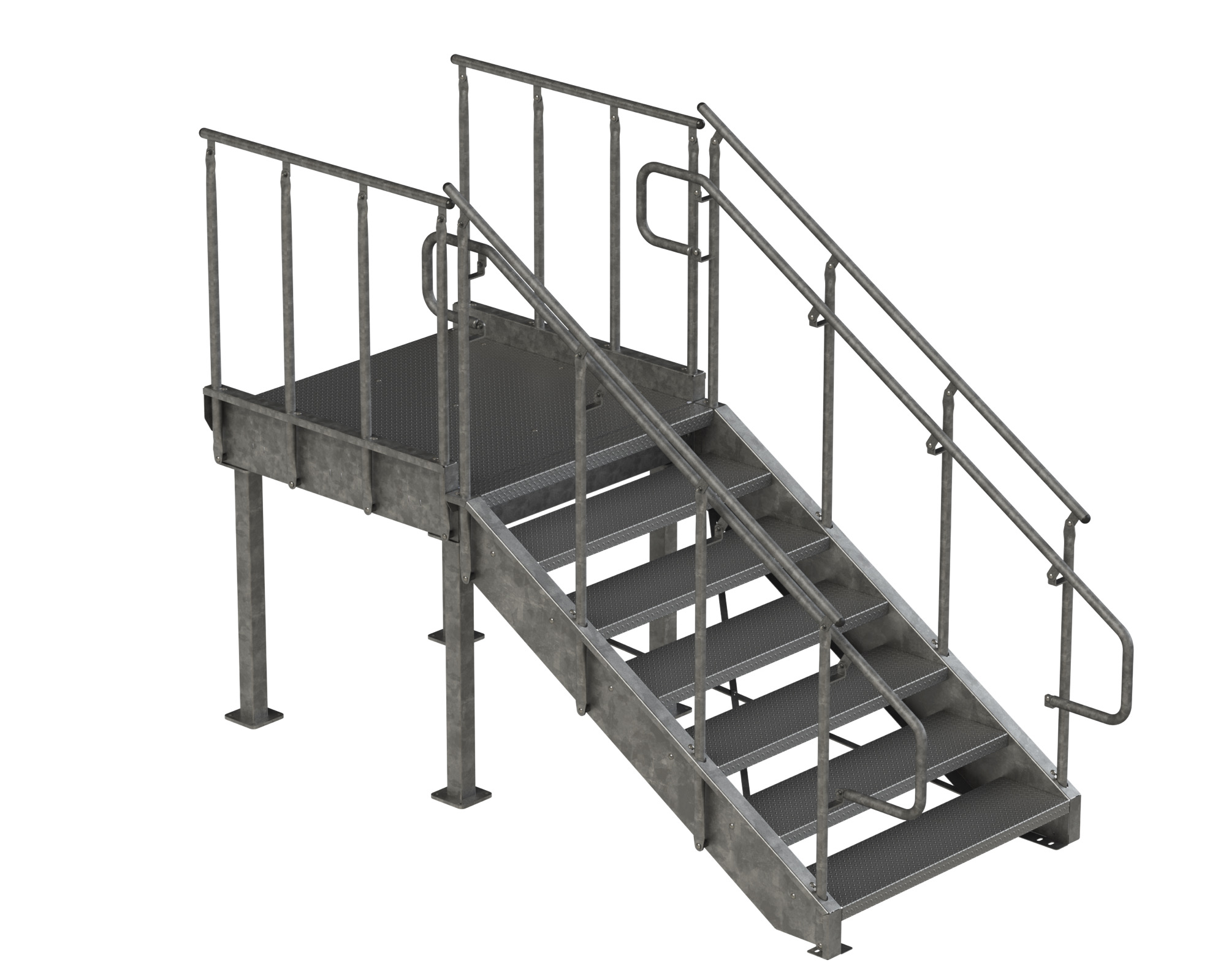 Loading Dock Stairs, Steel, Galvanized, Diamond Plate, IBC-Industrial, Standard