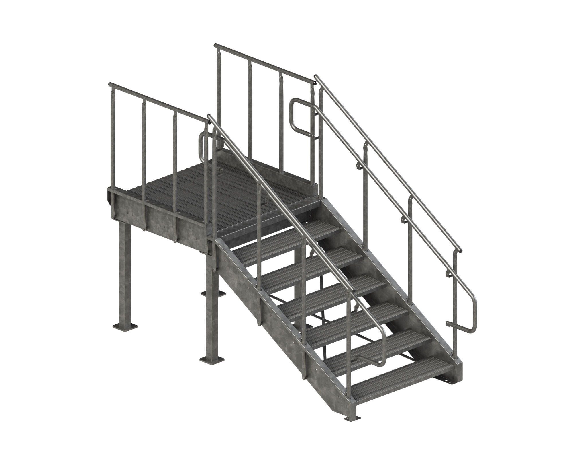 Loading Dock Stairs, Steel, Galvanized, Grip Strut, IBC-Industrial, Standard