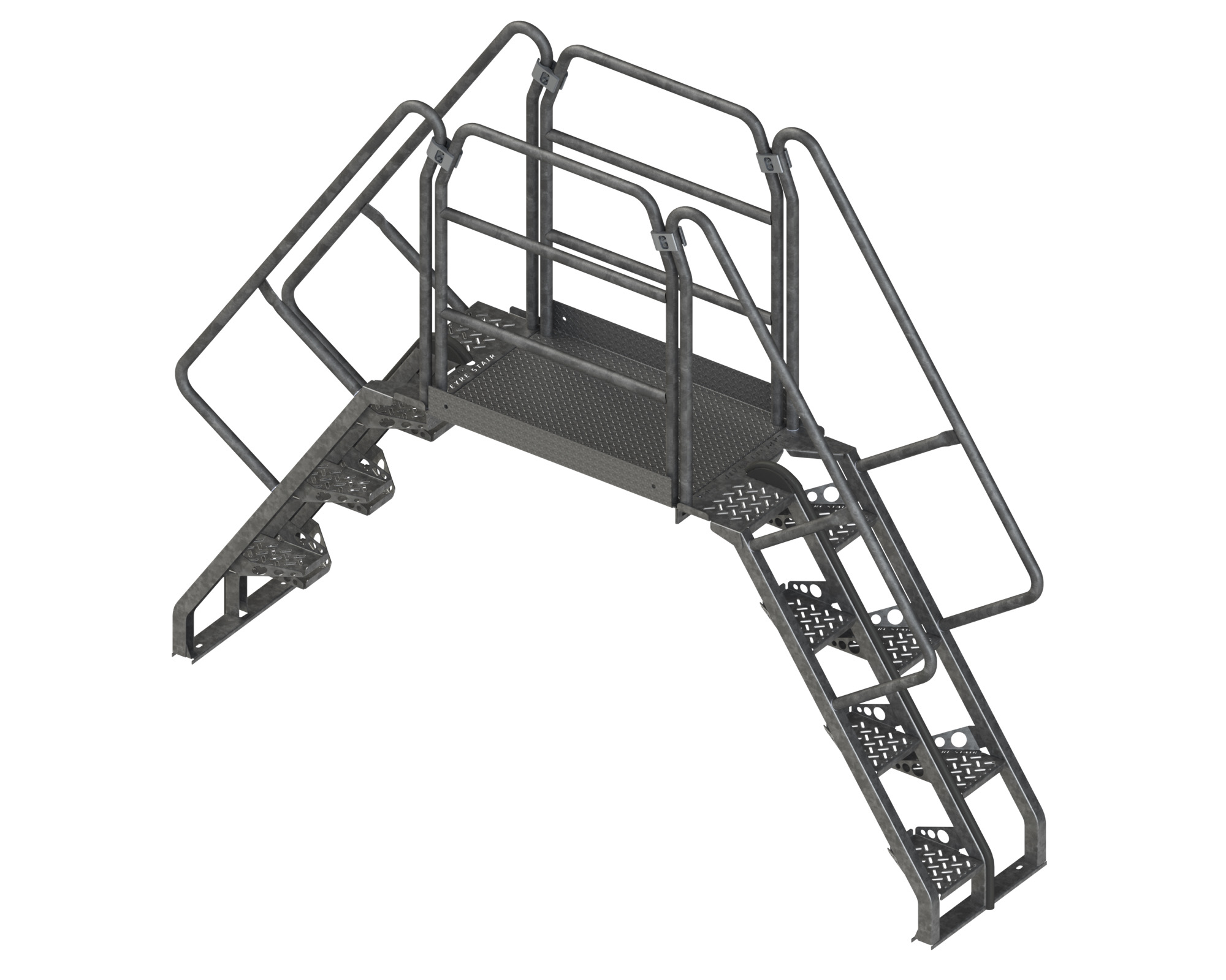 Crossover Stairs, Alternating Tread, Steel, Galvanized, Perforated, Alternating Tread Stair 56