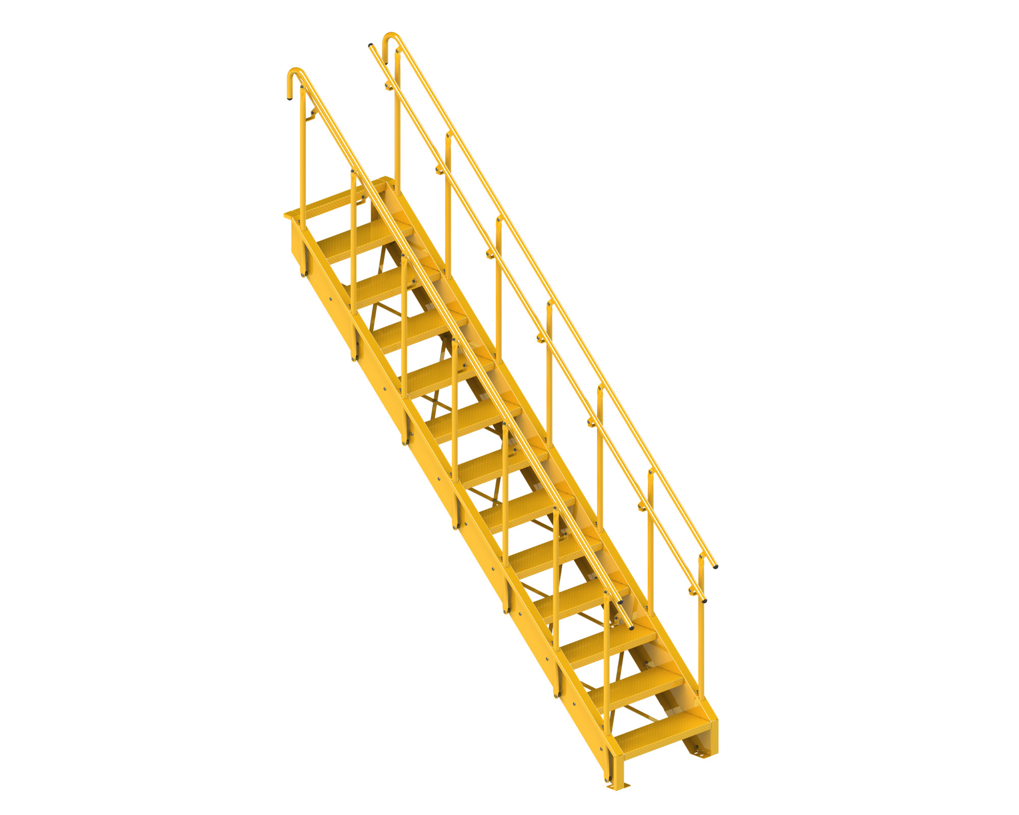 Industrial Stairs, Steel, Safety Yellow, Diamond Plate, OSHA