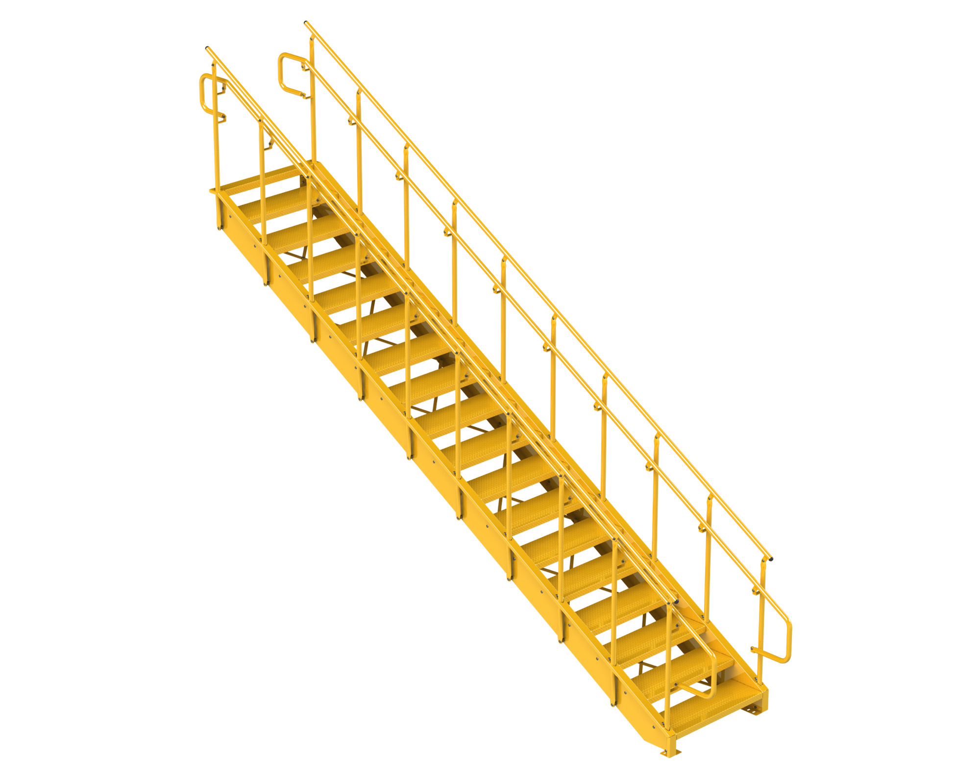 Industrial Stairs, Steel, Safety Yellow, Diamond Plate, IBC-Industrial