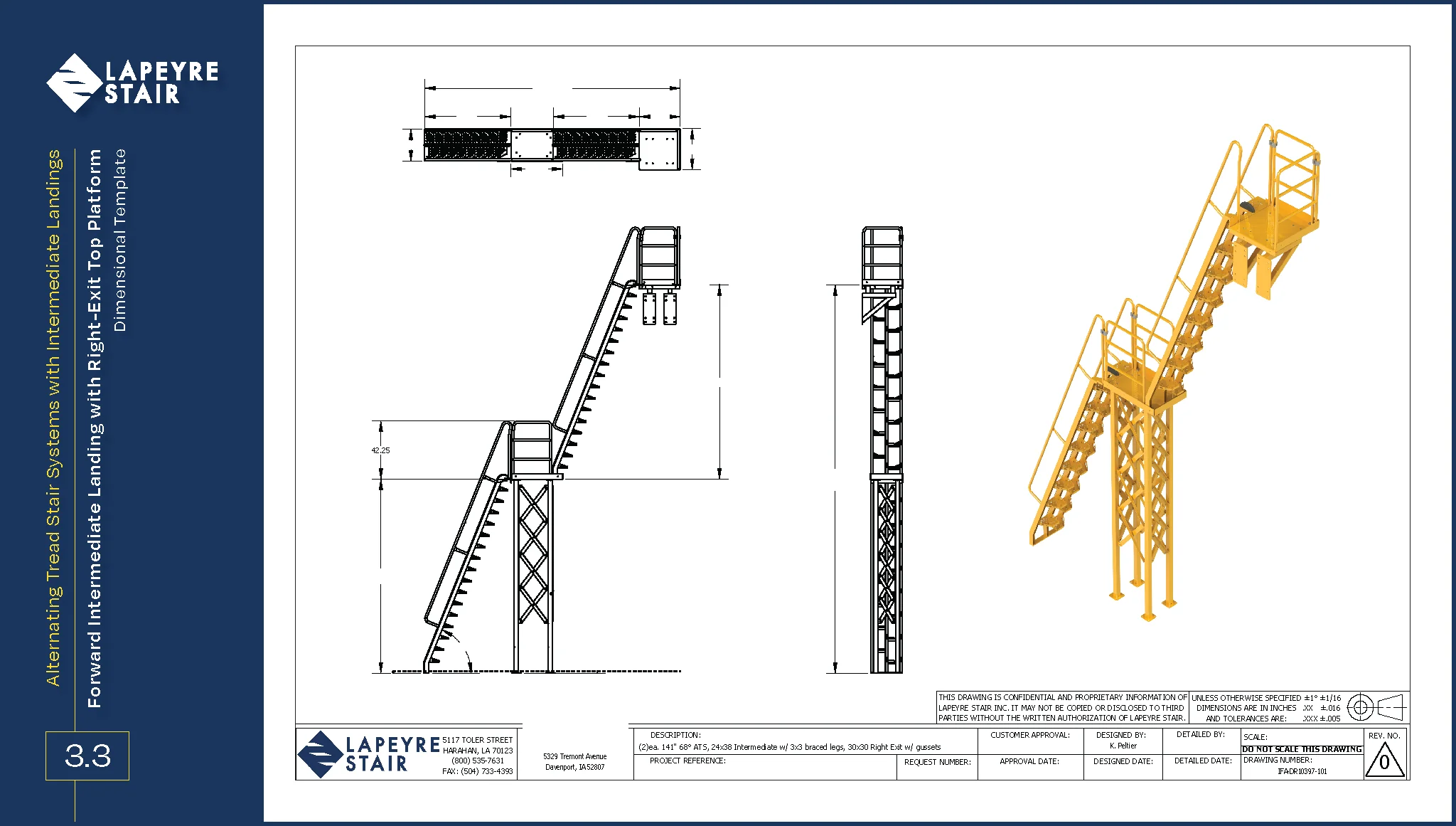 Forward Intermediate Landing with Right-Exit Top Platform