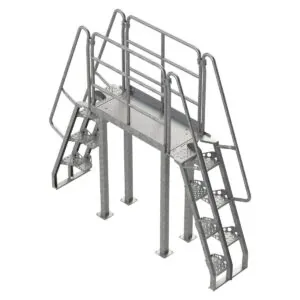 Galvanized Crossover Ladder, 68 Degree, Alternating Tread