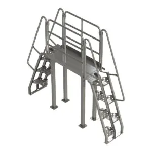 Stainless Steel Crossover Ladder, 68 Degree, Alternating Tread