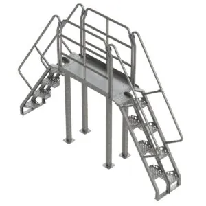 Galvanized Crossover Ladder, 56 Degree, Alternating Tread