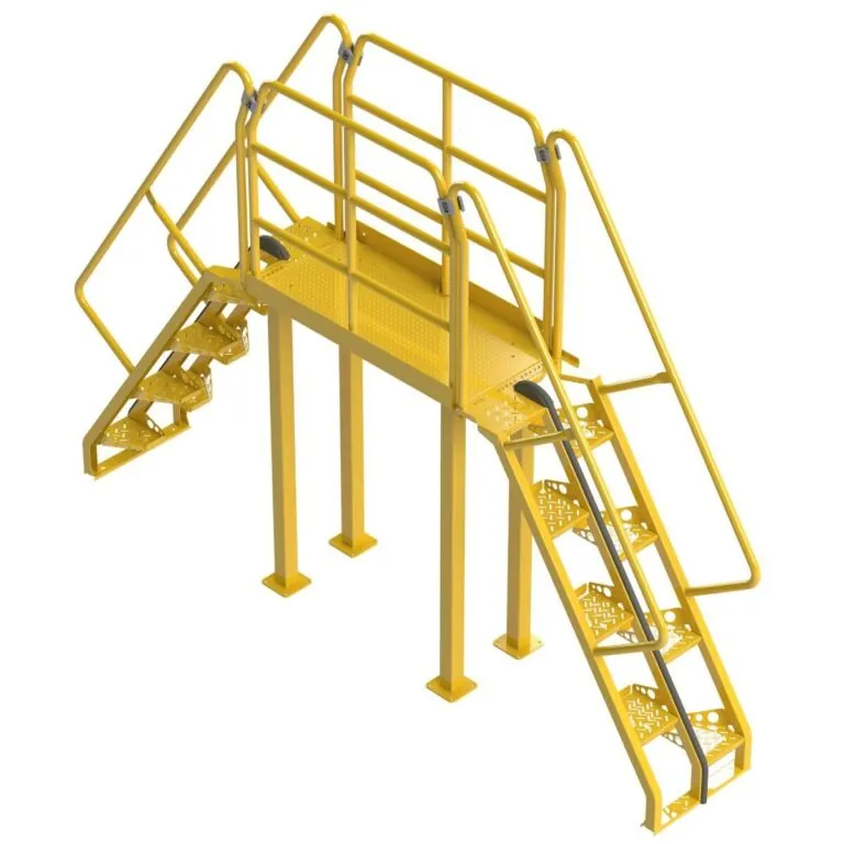 Powder Coated Crossover Ladder, 56 Degree, Alternating Tread