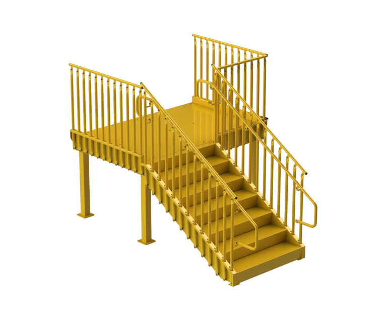 R19A - IBC Commercial, Dock Stair, Steel, Safety Yellow, Diamond Tread, Accesible Config