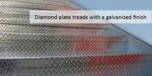 Diamond plate treads with galvanized finish