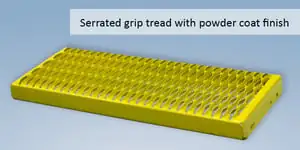 Serrate grip tread with powder coat finish